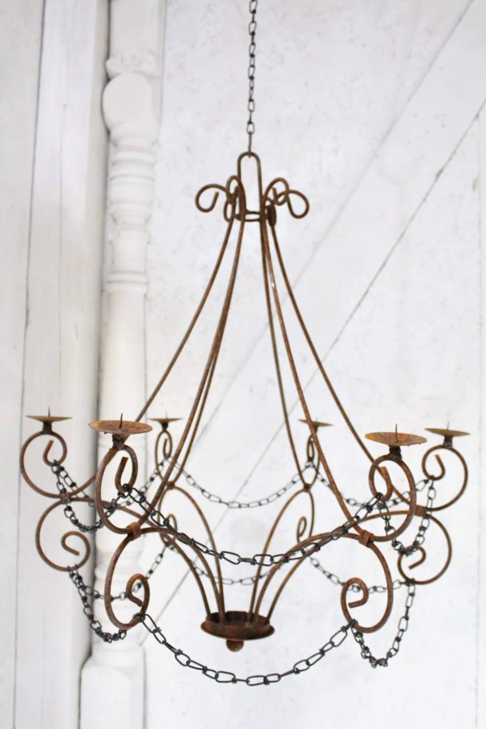 Iron pillar candle chandelier