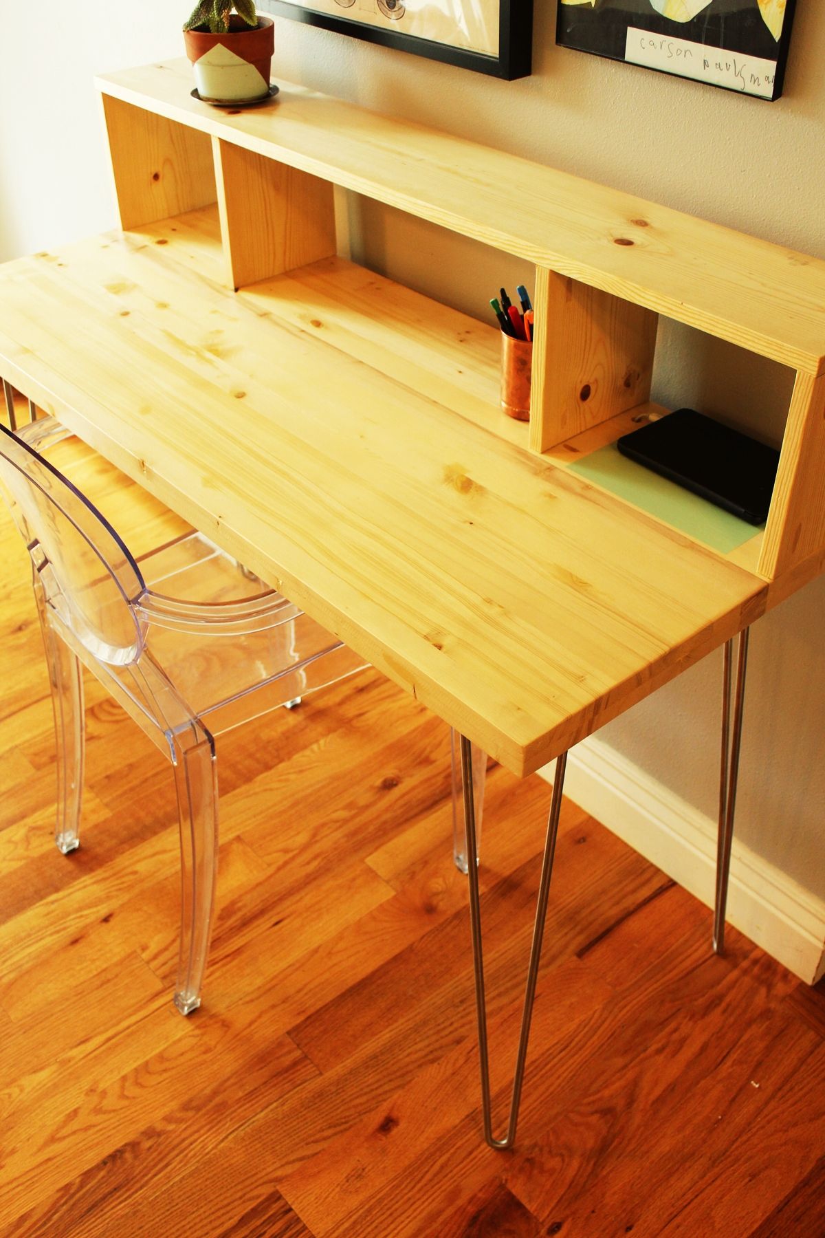 DIY Desk with Shelf and Hairpin Legs