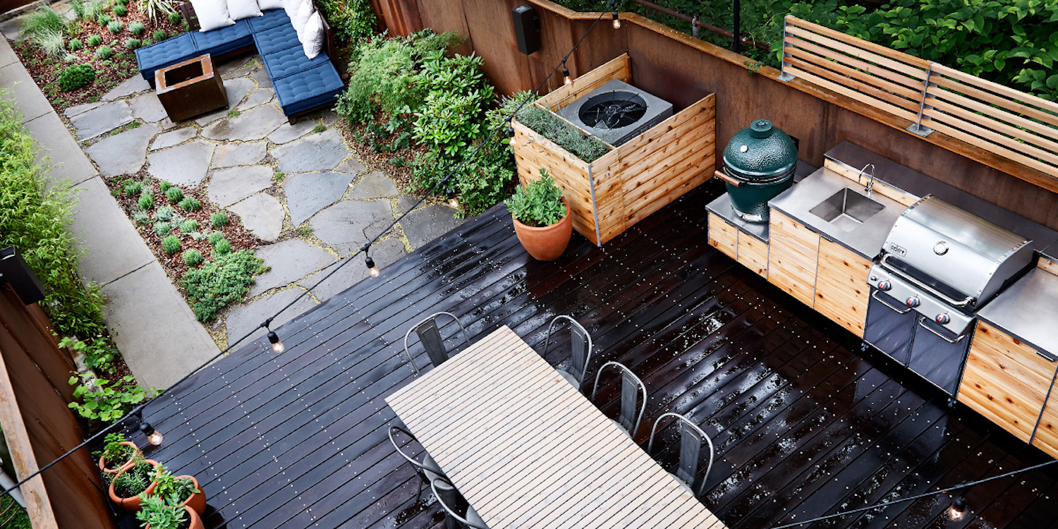 Wooden kitchen in a small garden