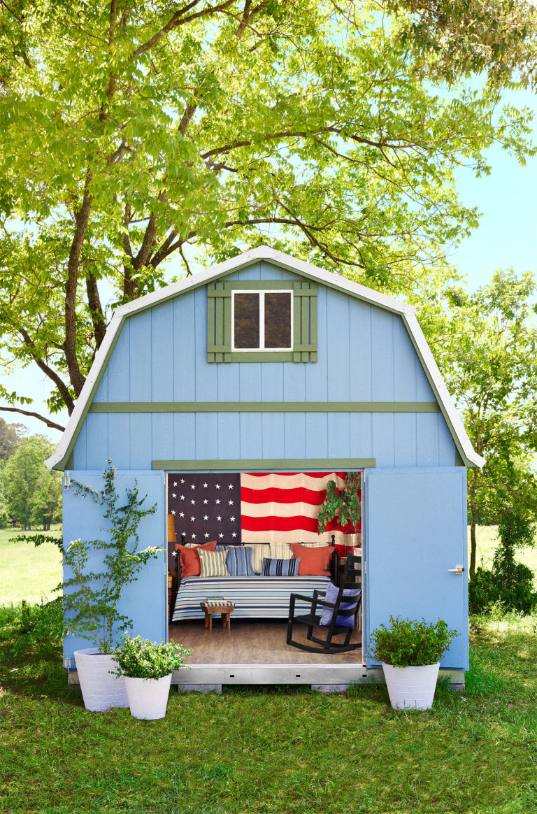 Charming patriotic she shed design