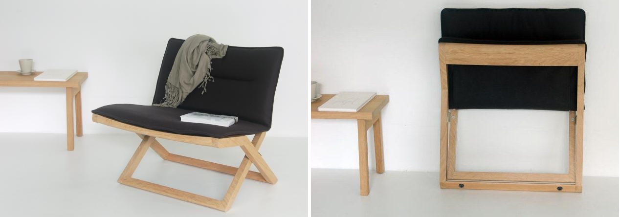 Nomad chair with wood and leather