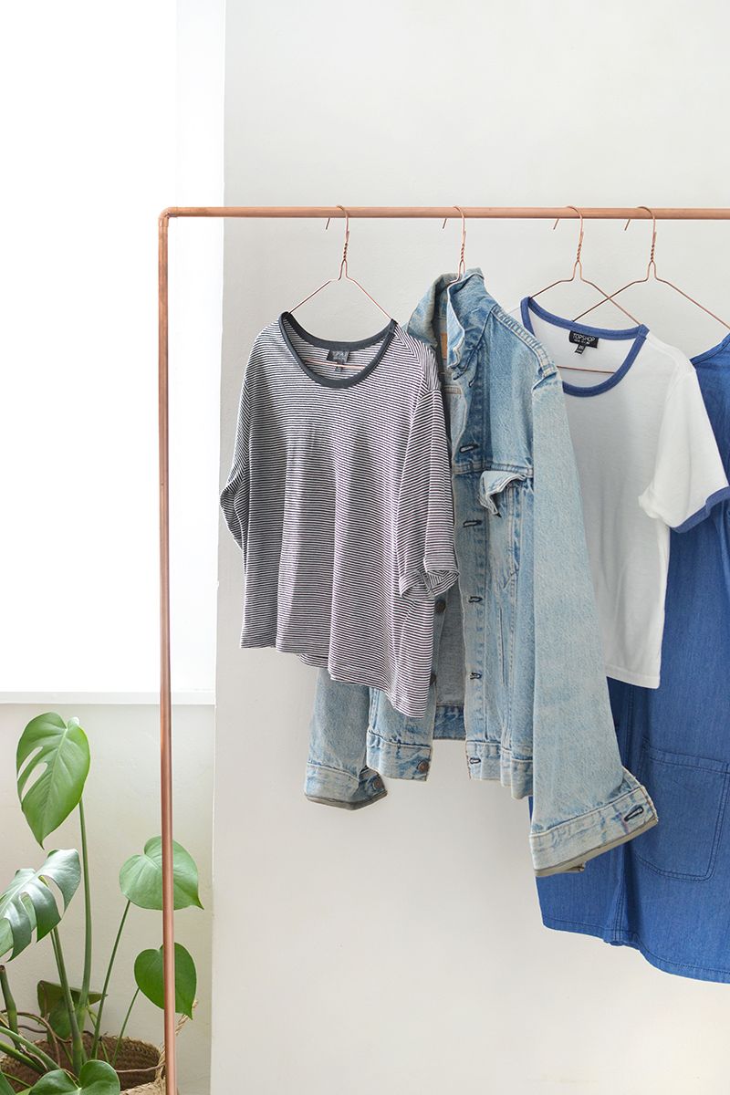 DIY Wall Mounted Clothing Rack with Top Shelf