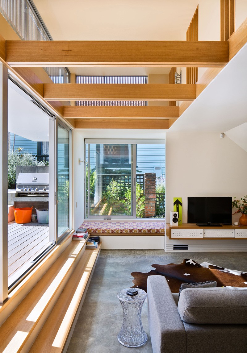 Living room with polished concrete floor in Aarhus