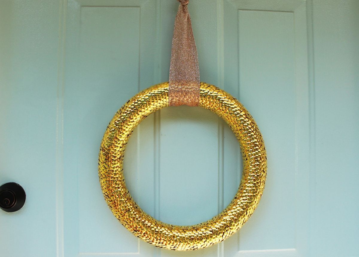 Brass and copper tack fall wreath DIY