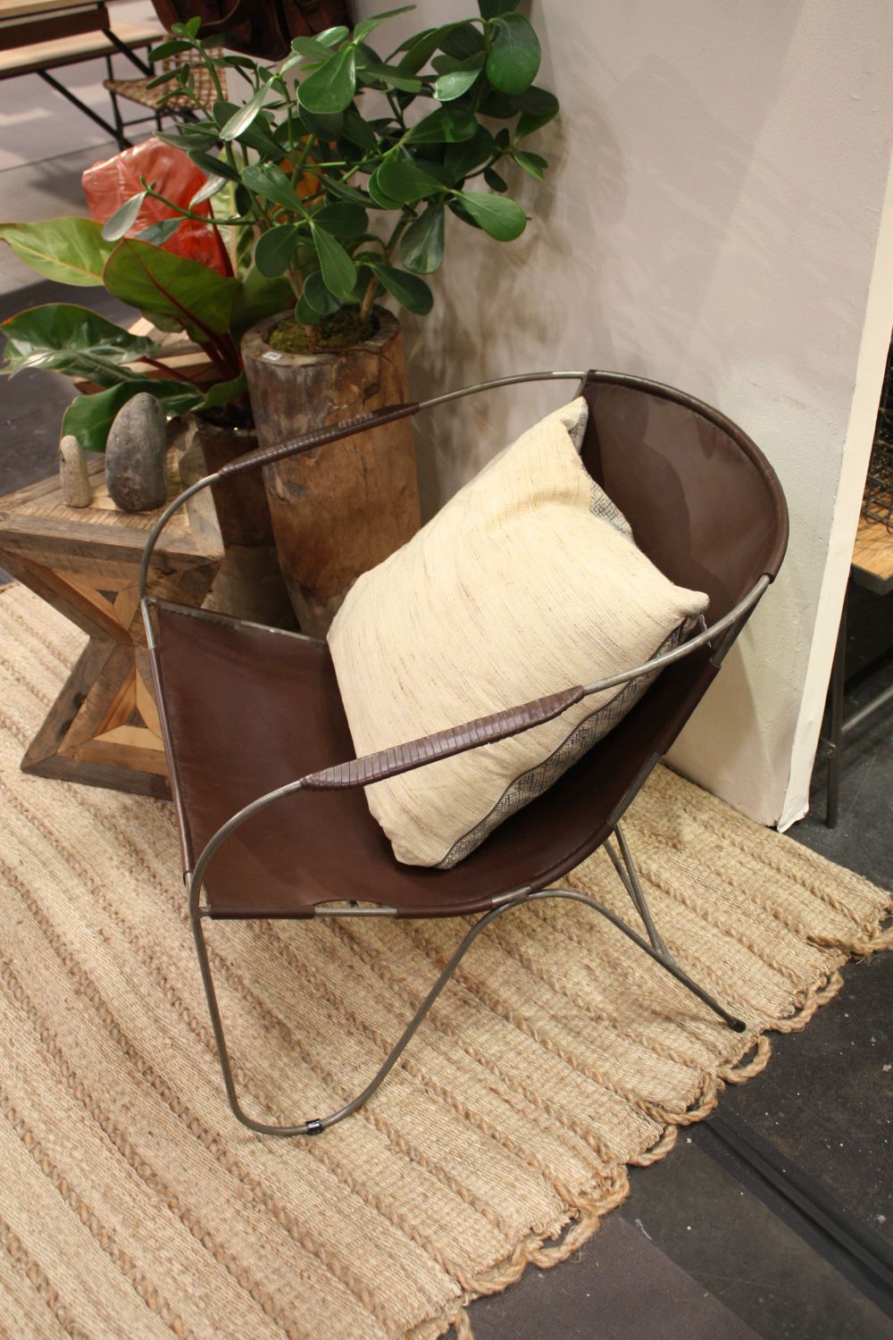 Leather Roost rustic chair in leather