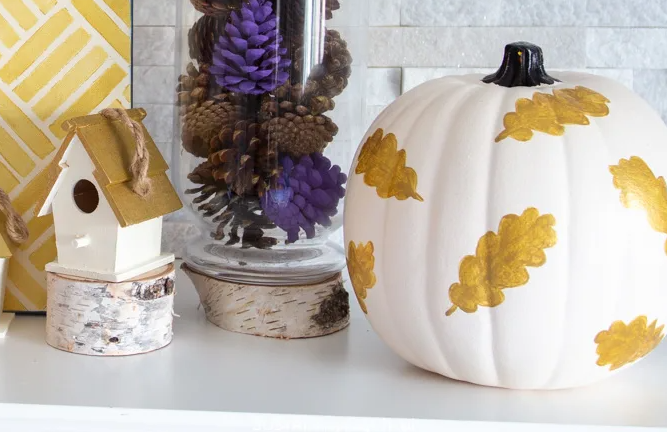 Simple Gold Leaf Painted Pumpkin