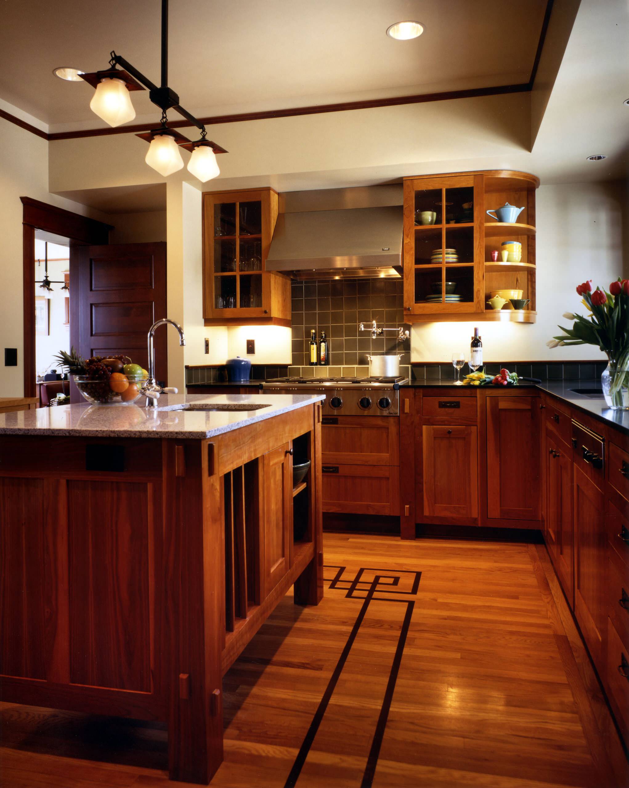 Simple craftsman kitchen wood island