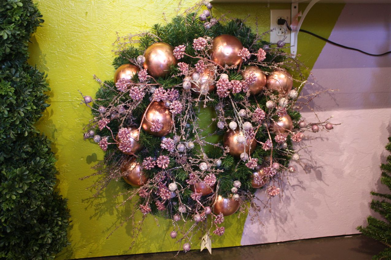 Shades of pink make for an eye-catching alternative holiday decoration.