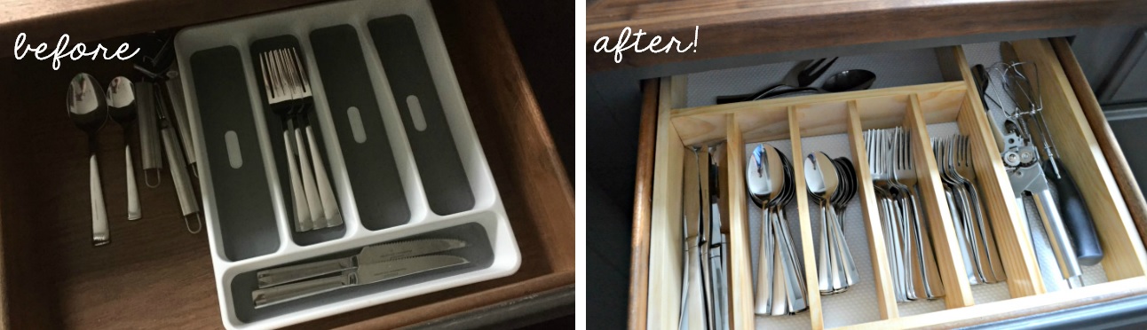 DIY kitchen silverware organizer