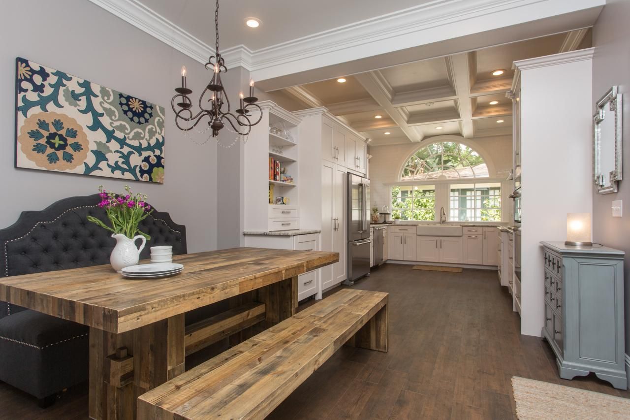 Farmhouse table with bench seating