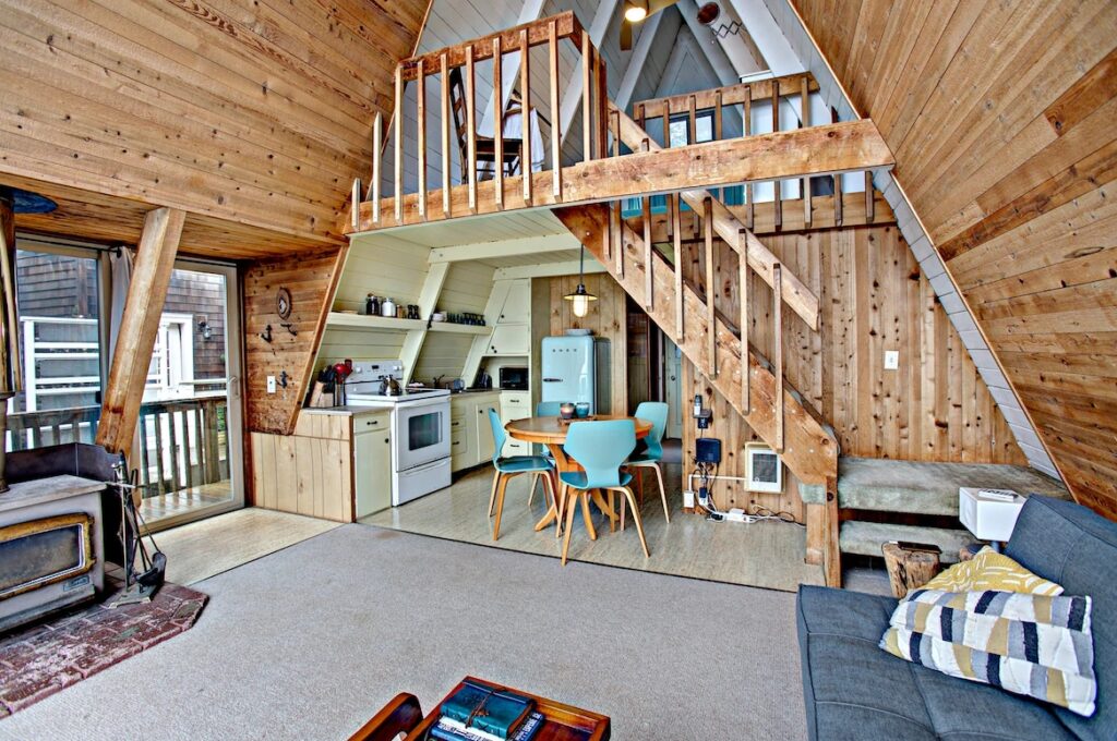 Kitchen area ocean a frame house cabin 1024x680