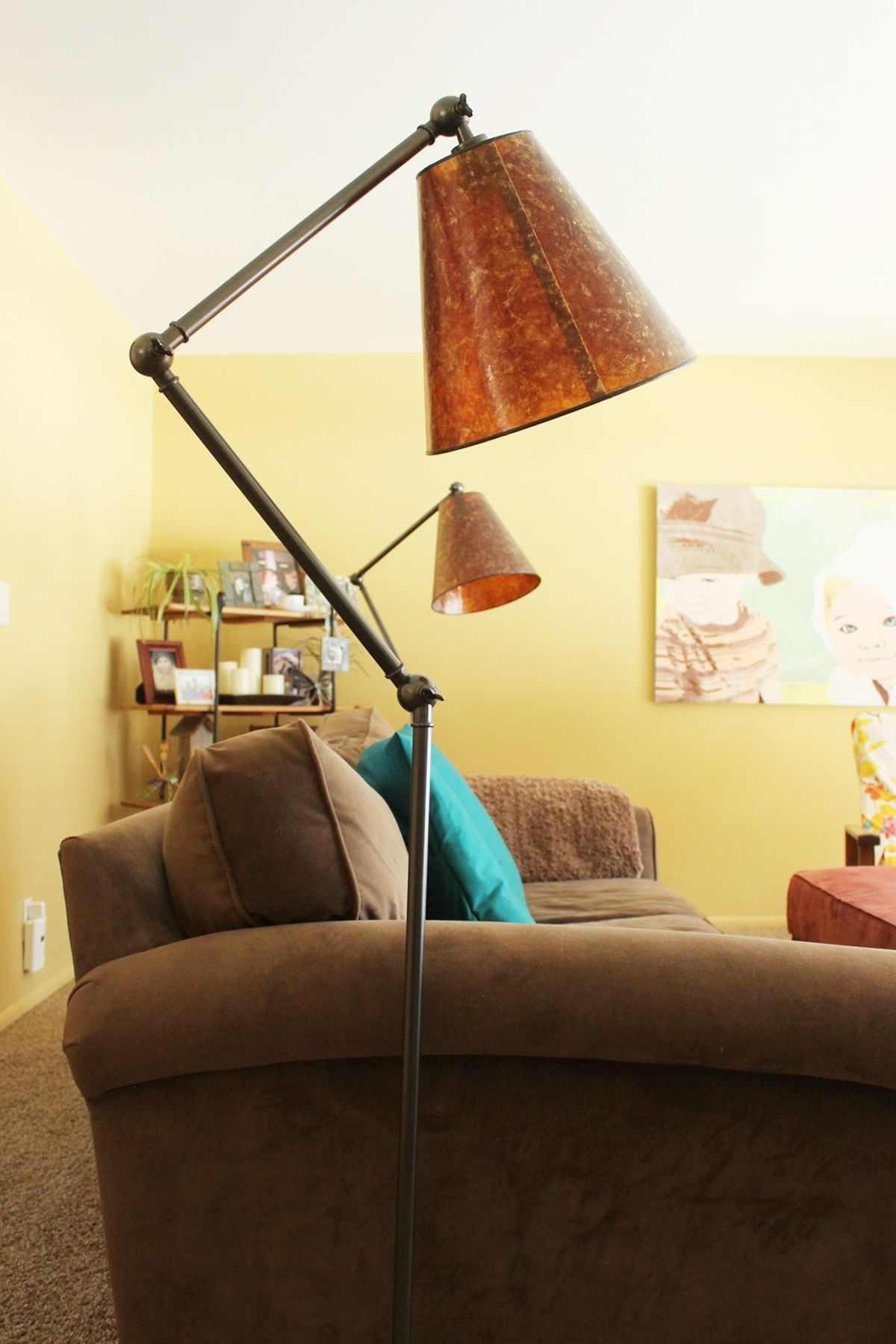 Living Room with a Dividing Wall Floor lighting fixture