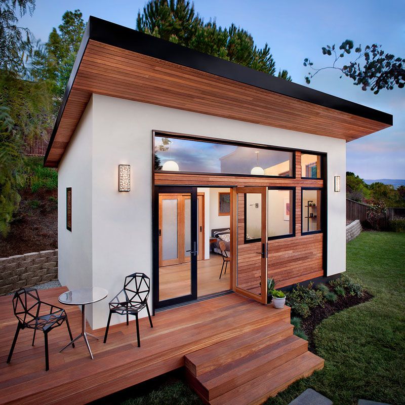 Cut and Frame backyard office interior by Ashton Porter Architects