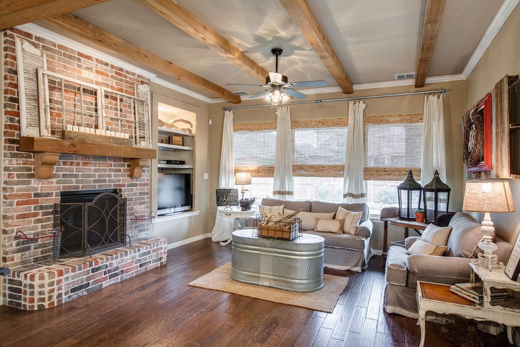 Rustic living room with glam cream