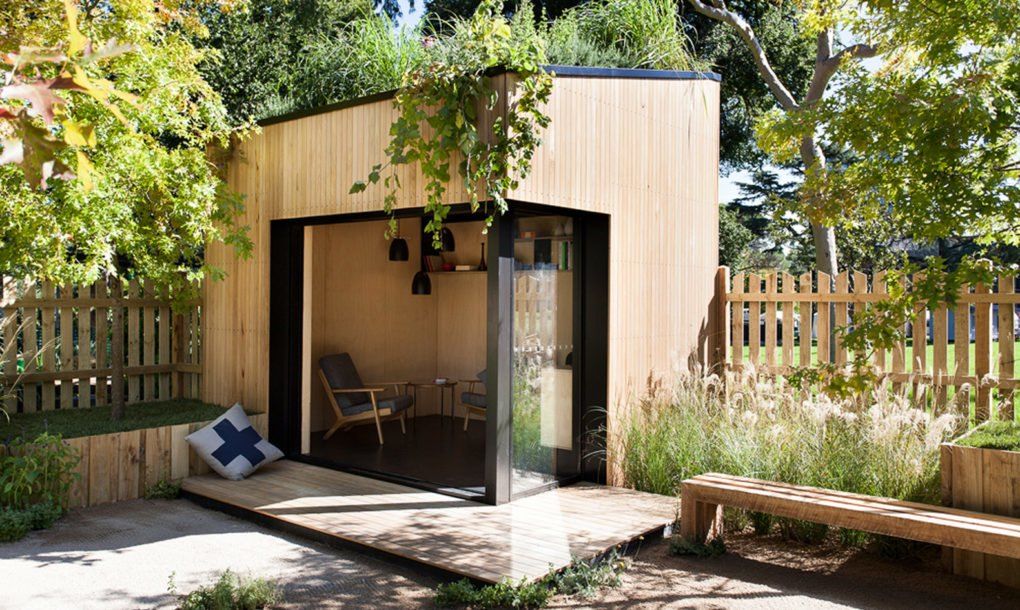 Cut and Frame backyard office interior by Ashton Porter Architects