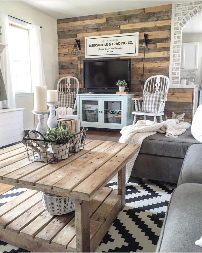 Grey and natural wood deals living room