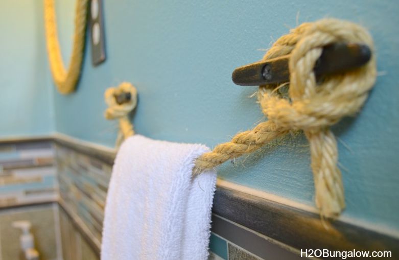 Nautical bathroom towel holder