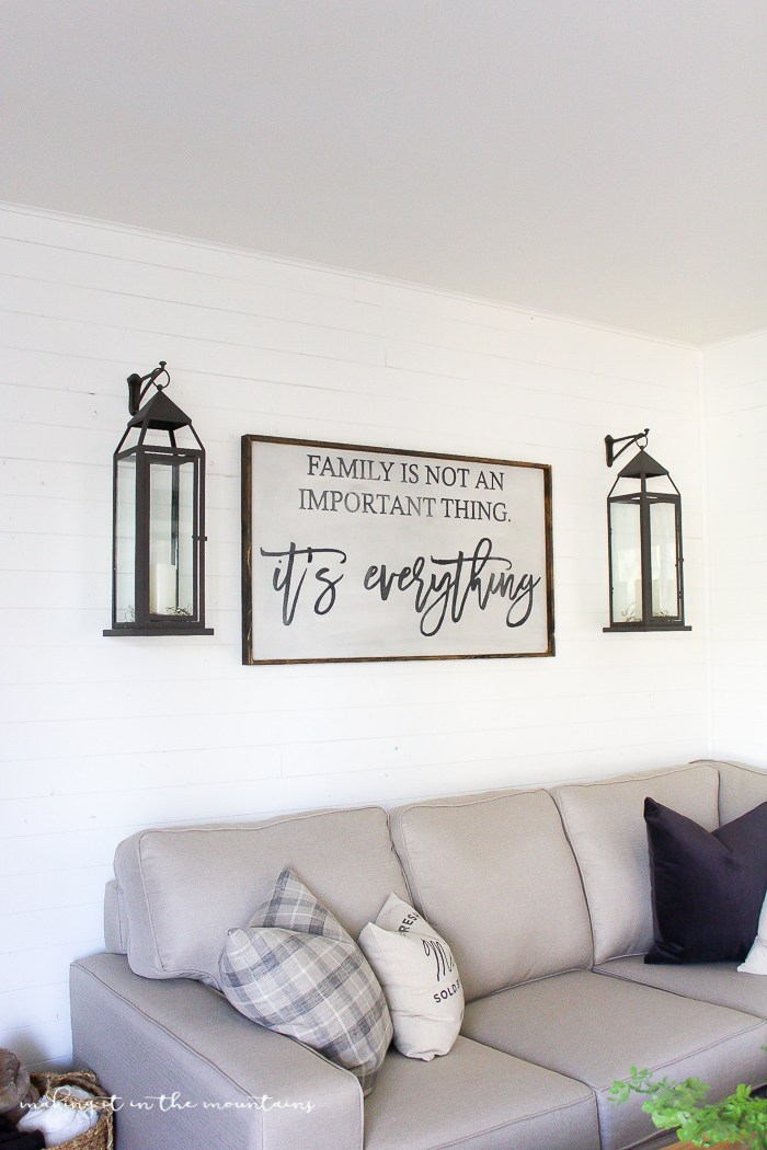 Rustic living room with typography