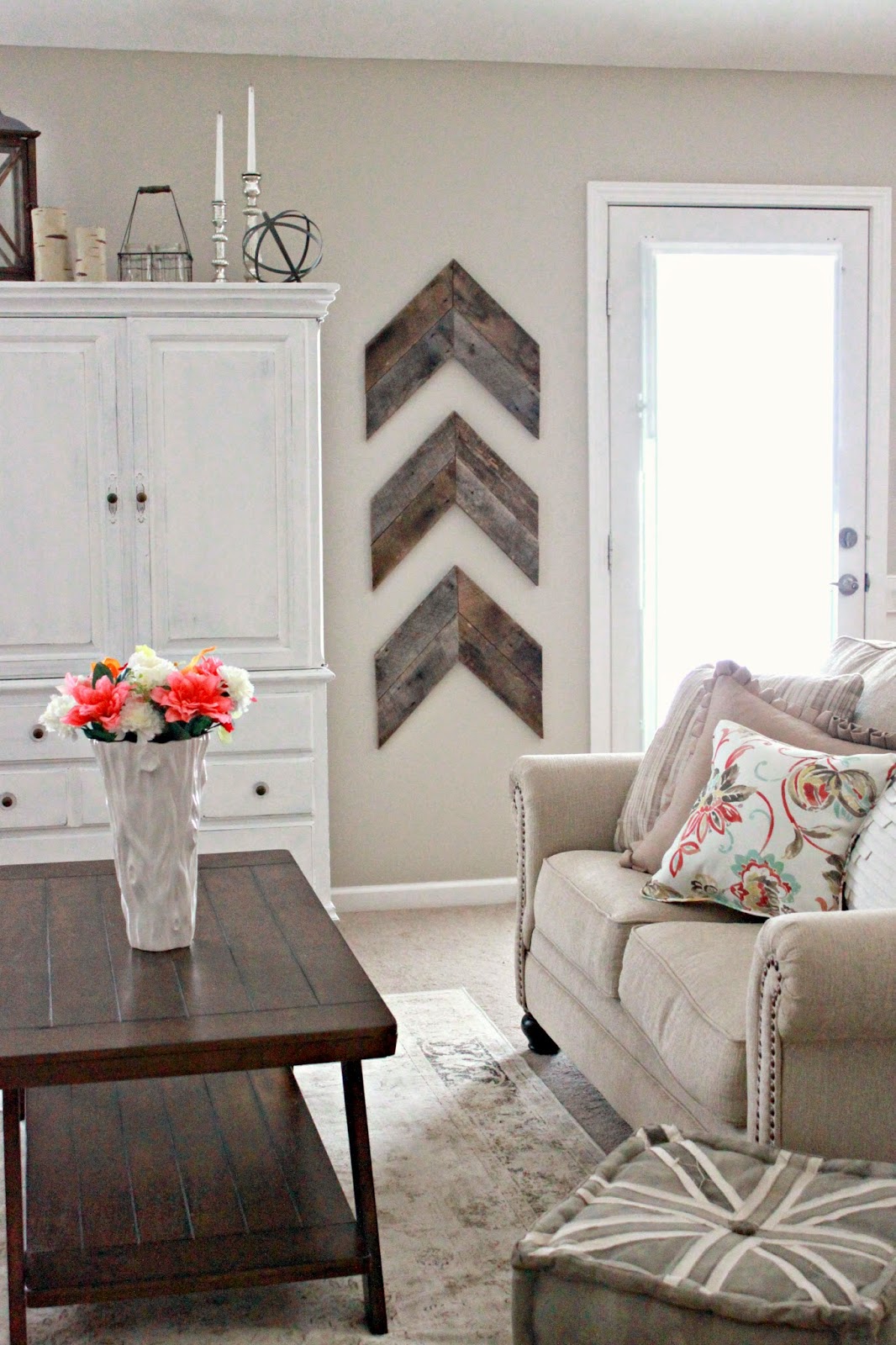 Rustic living room with glam cream