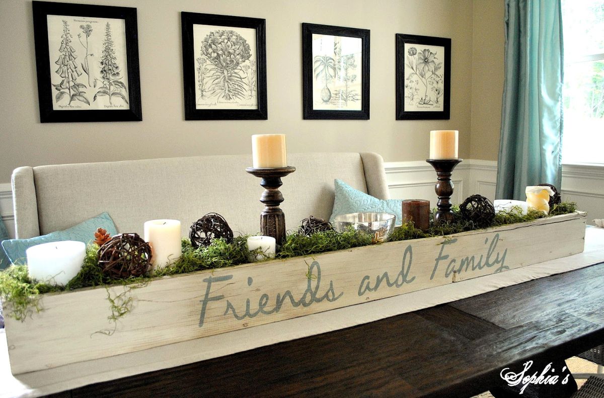 Friends and family wooden centerpiece