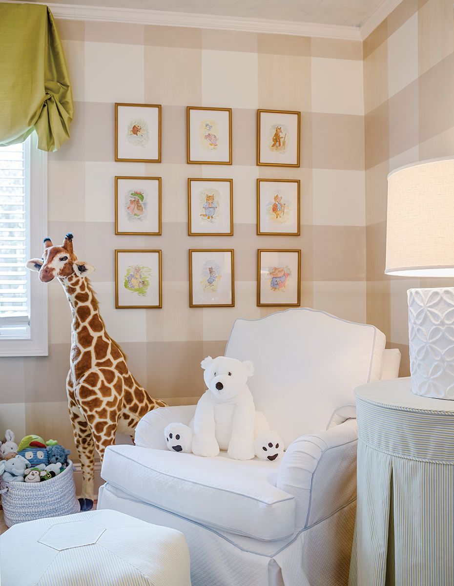 Neutral nursery beige buffalo check