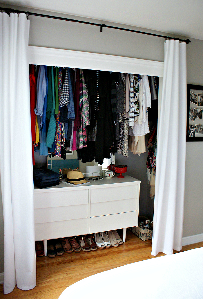 Pretty small closet with curtain