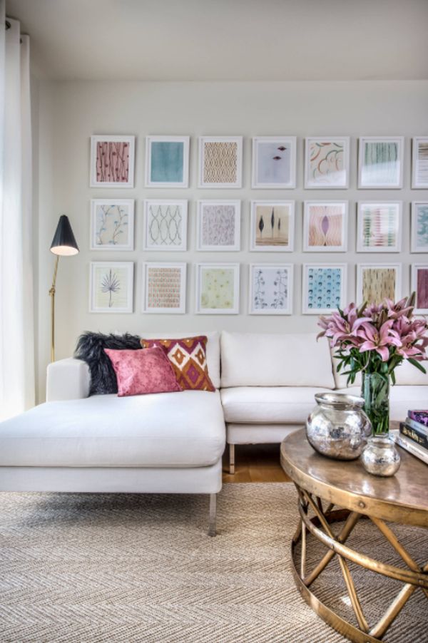 Mid sized trendy light wood floor living room photo in Los Angeles