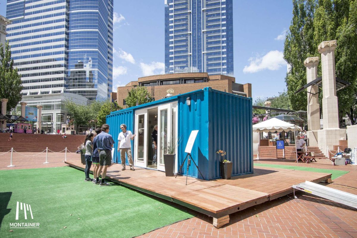 Shipping container cabin in the woods interior 1024x656