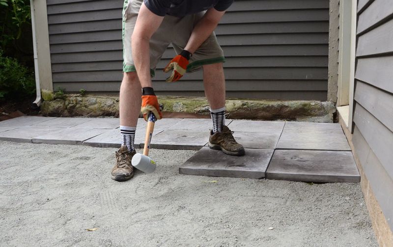 Bakcyard makeover Patio pavers and gravel