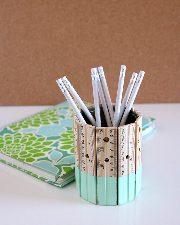 Ruler Tin Can Pencil Holder