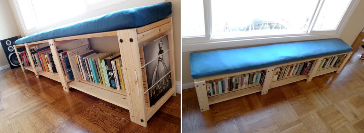 DIY bench bookshelf