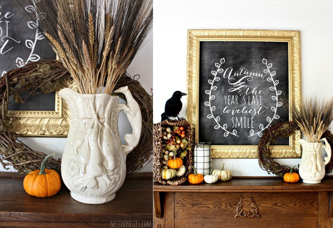 Fall Harvest Mantel Decor