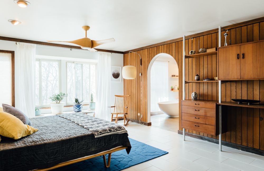 Mid century master bedroom interior design