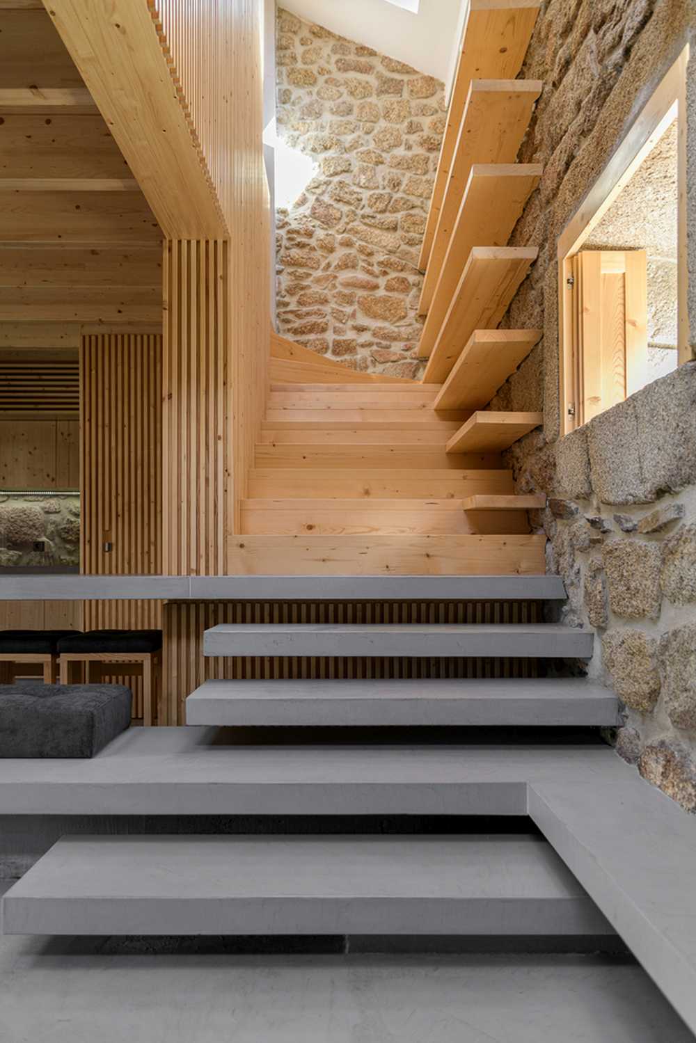 Rural House in Portugal stone clad by HBG Arquitectos steps