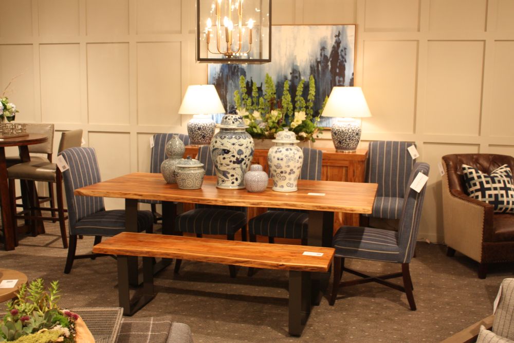 Large chandelier over dining table