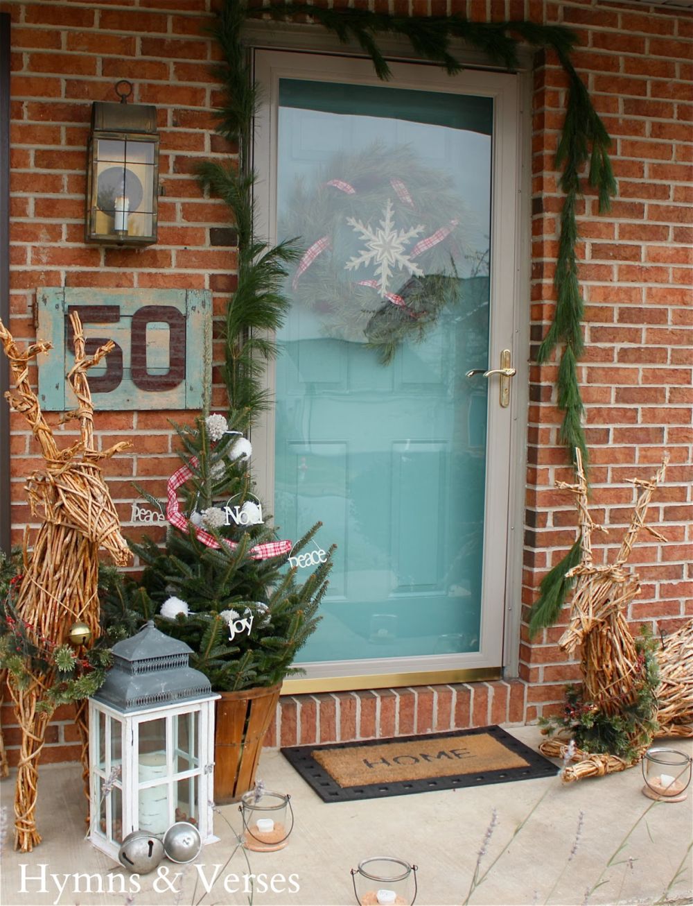 Front door Porch Decor for Christmas