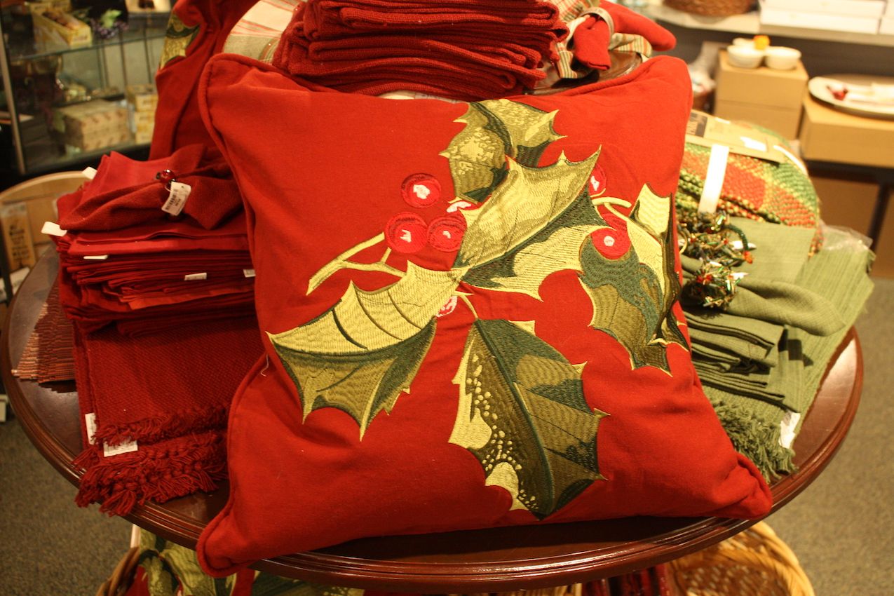 Red pillows and textiles