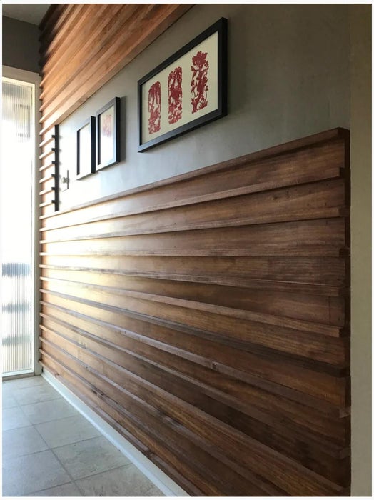 Mixed wood plank wall