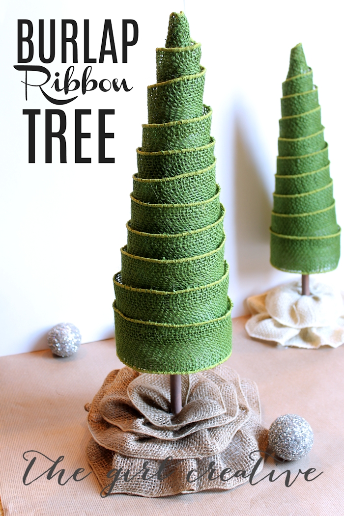 Mini burlap ribbon trees