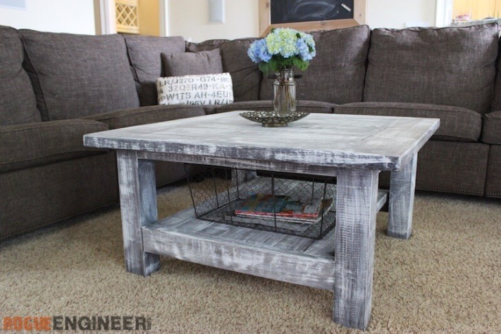 DIY farmhouse herringbone coffee table