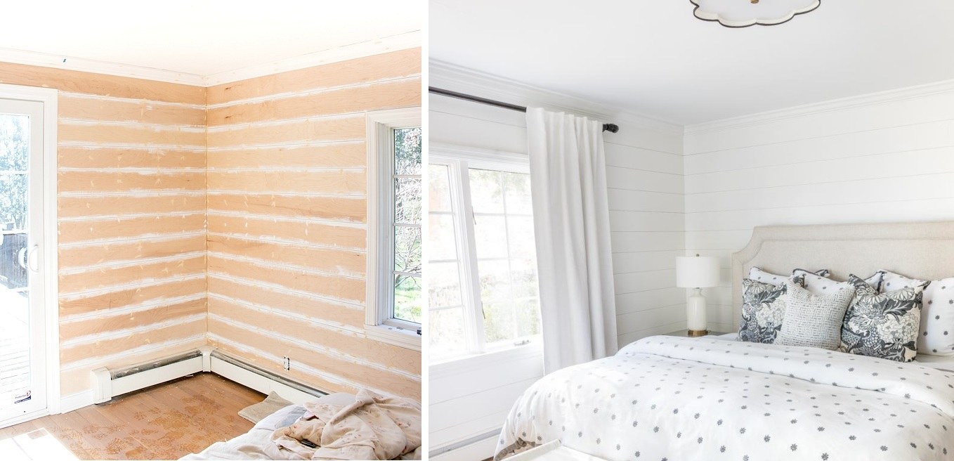 Bedroom shiplap walls diy