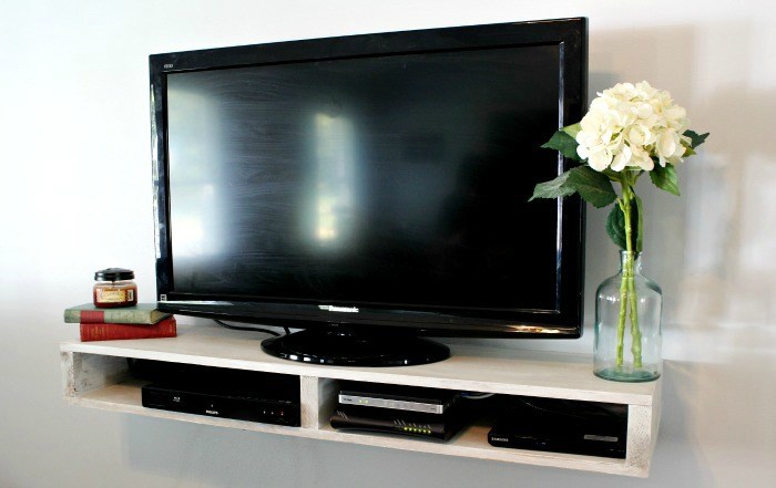 Floating wood open space shelves