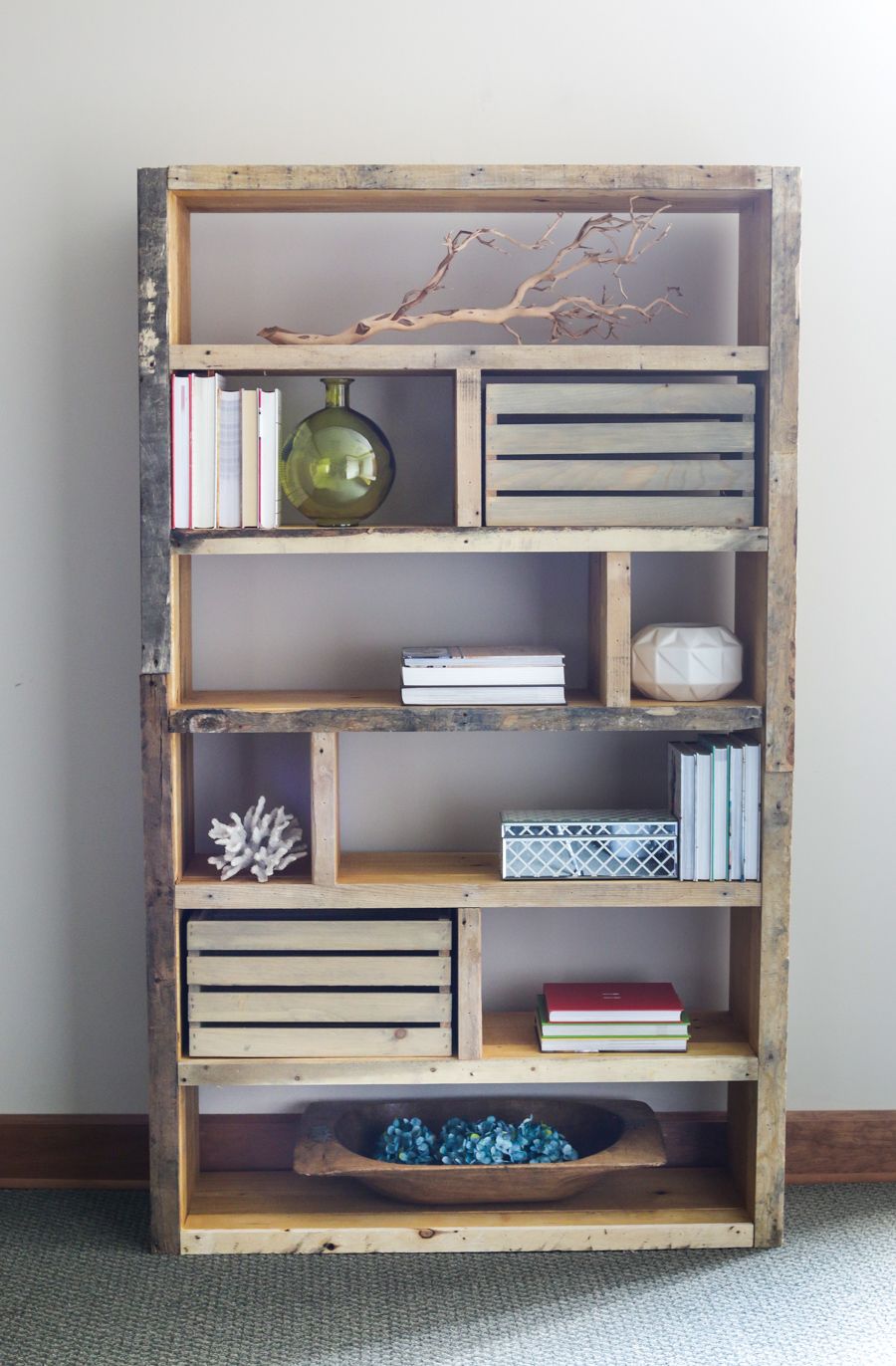 Reclaimed wood bookshelf