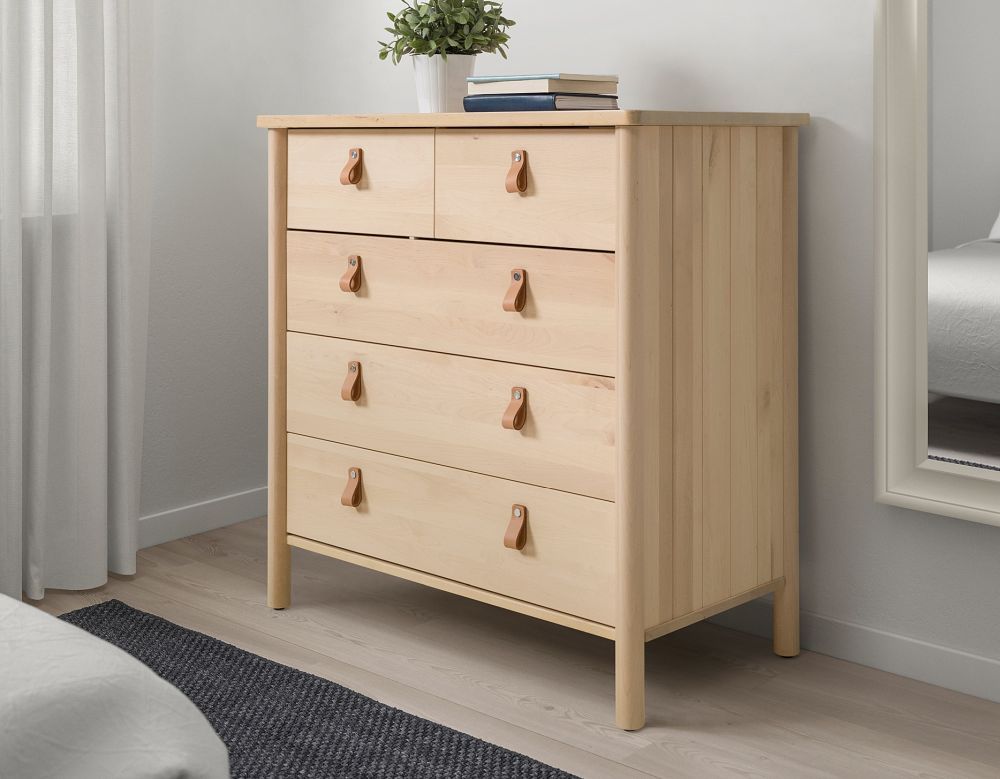 Small dresser from ikea with leather handles