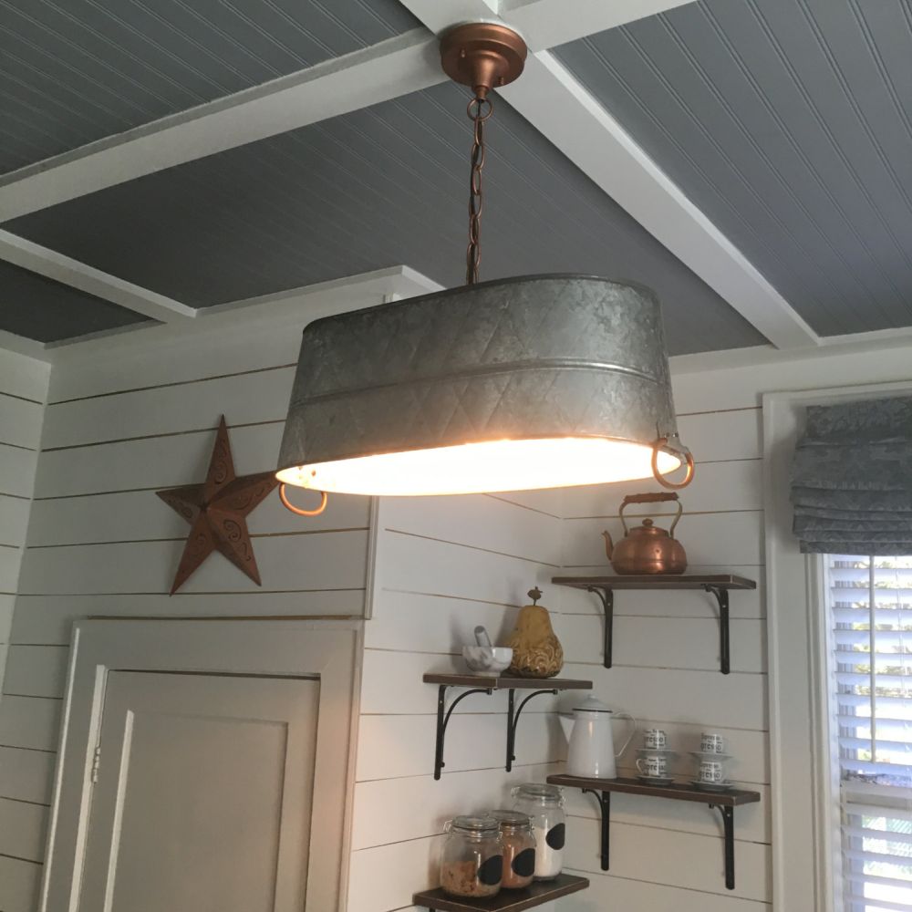 Light industrial over kitchen island