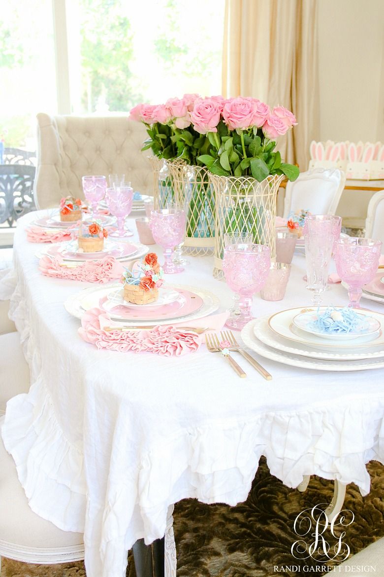 Pink roses for Easter Table