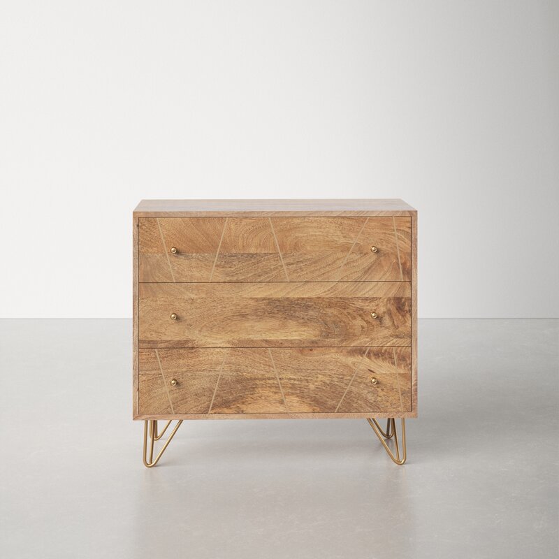 Solid wood dresser with hairpin legs