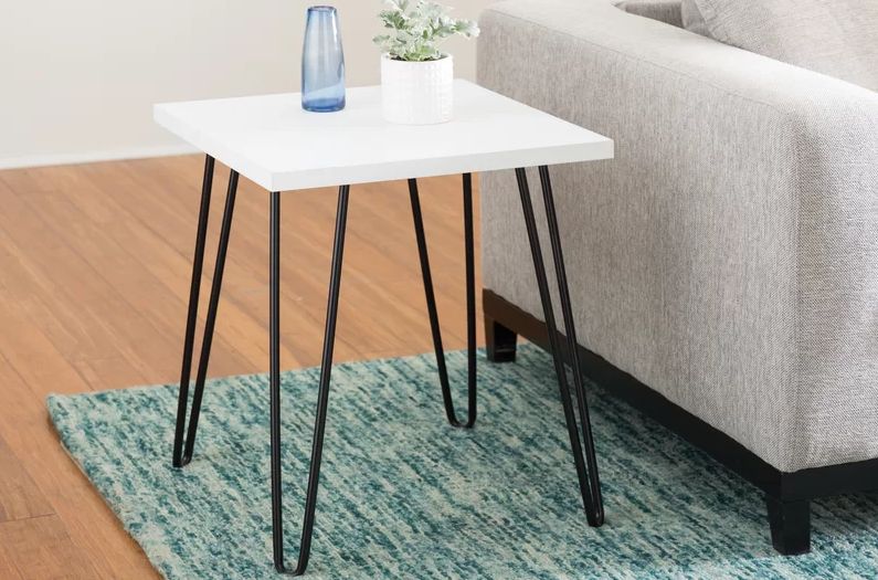 Folkson end table with hairpin legs