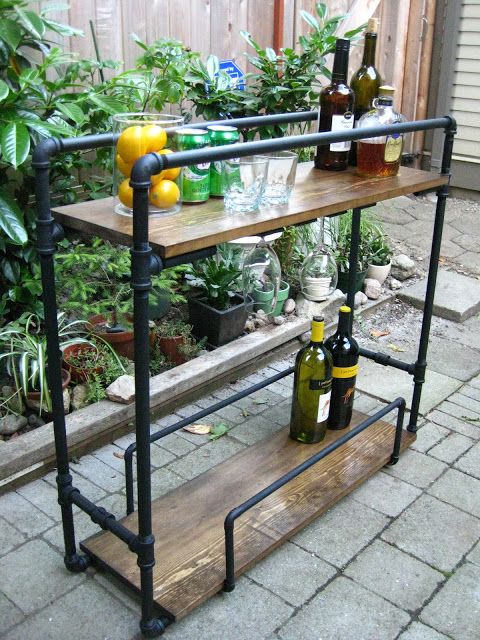 Rustic bar with galvanized metal top