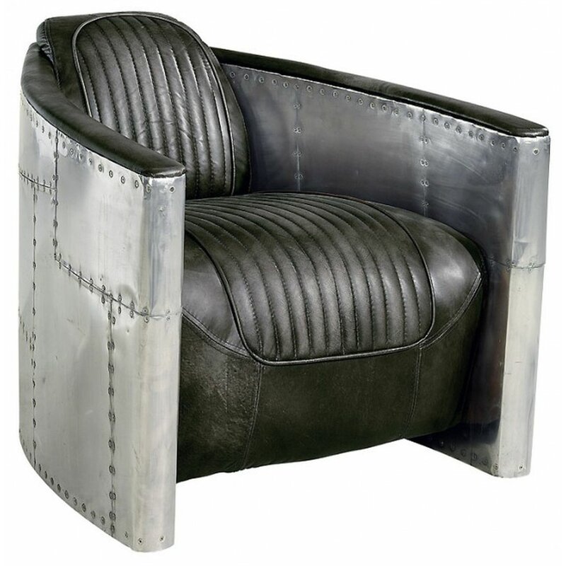 Prasad Full Grain Leather Lounge Chair